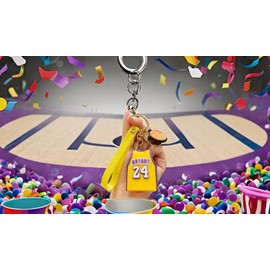 SmileBox GiftShop 3D Silicone Basketball Keychain- Fun way to personalize keys, bags, belts, bookbag and more! (Yellow, Kobe)