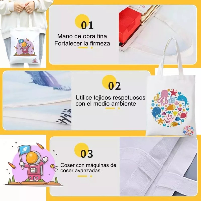 Dolores Bolsa Ecologica Tela Astronaut Mundo Oceánic Colorea Niño