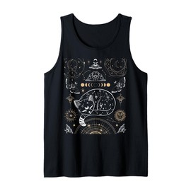 Cat Luna Moth Moon Phases Dark Academia Aesthetic Occult Tank Top