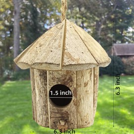 Wooden Birdhouses for Outside, Hanging Birdhouse, Cardinal Bird House Nesting Box, Natural Wood Bluebird Houses for Outdoors Finch Bluebird Cardinals, Garden Decoration