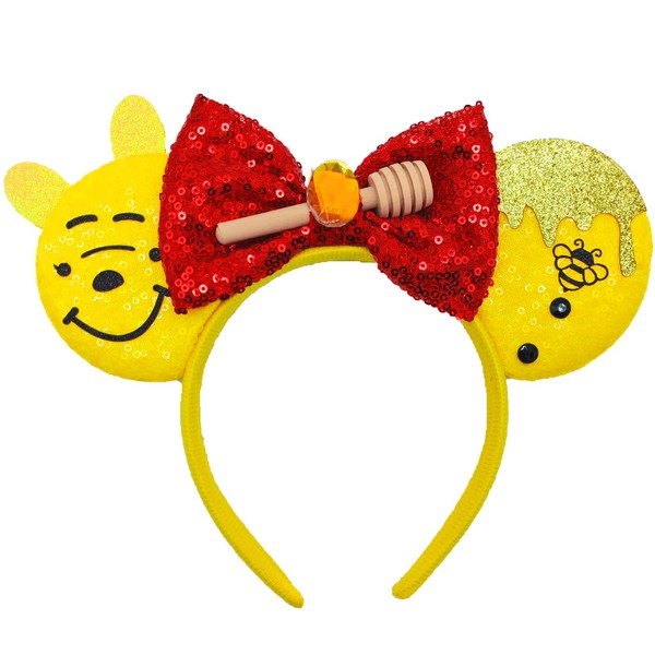 Nanlleve Mouse Ear Headbands Sequin Bow Ears Headbands for Women