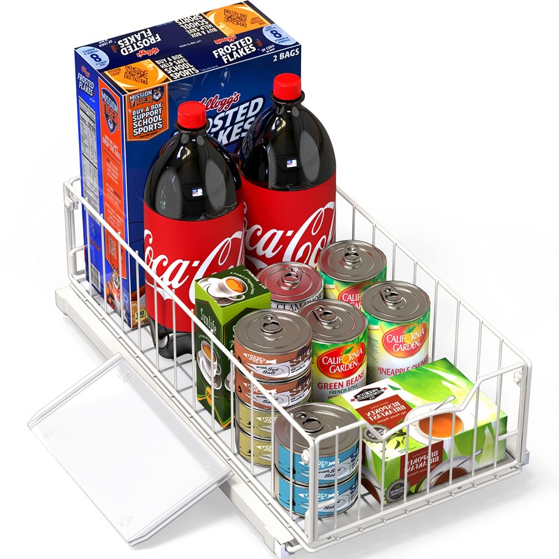 Simple Houseware Pull-Out Cabinet Sliding Basket Organizer, 17.2" D x