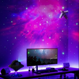 Galaxy Projector with Starry Sky,Star Projector, Led Lights for Bedroom, Nebula Cloud, UFO Lighting Effects, 8 Colors, 3 Breathing Modes, Adjustable Projection Angle, 45/90 Min Timer