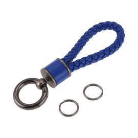 A ABSOPRO Car Keychain Universal Key Chain with Ring for Key Fobs for Home for Women Faux Leather Dark Blue