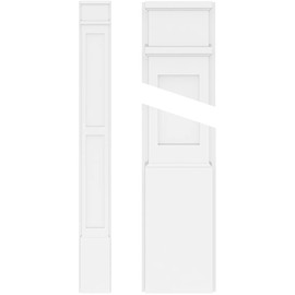 TruCraft Two Equal Flat Panel Pilaster w/Decorative Capital & Base, 8"W x 48"H x 2"P Base Can Be Trimmed Up to 6 5/8", Architectural Grade PVC, Sold As Pair