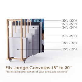UNZERO Art Storage Rack, Art Canvas Storage, Art Drying Rack, Canvas Boards Rack Art Storage with Handle & Caster Wheels for Drawing Board, Panel, Paper Pad for Art Studios, Artworks, Gallery