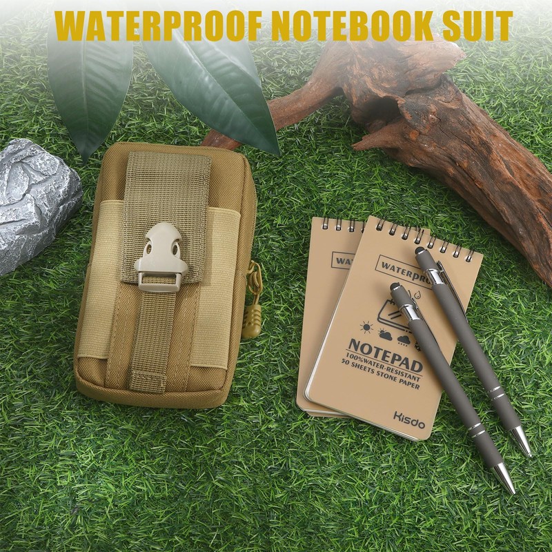 Maahongh 6 Pcs Brown Waterproof Notebook with Pen and Cover,