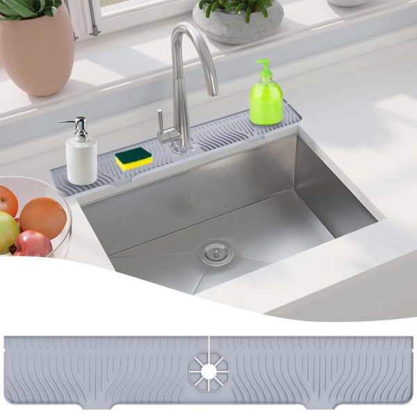 Highydroled Longer Sink Splash Guard Mat 33 inch Silicone Faucet