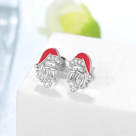 Christmas Gifts Christmas Earrings 925 Sterling Silver Cute Santa Clau Snowflake Stud Earrings Christmas Jewelry Gifts for Women