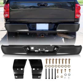 TUSDAR Rear Bumper Assembly Set Replacement for 2002-2008 Dodge Ram 1500/2003-2009 Dodge Ram 2500 3500 Pickup Black Steel Back Bumper