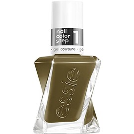 Essie gel couture long-lasting nail polish, pattern play collection, olive-green longwear nail polish with yellow undertones, totally plaid, 0.46 fl o