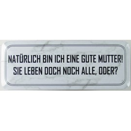 Tin Sign 27 x 10 cm Curved Natural Am I a Good Mother Mum Sayings Decorative Gift Sign