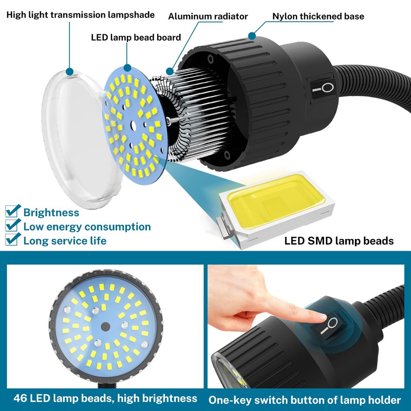 Youtemei Lathe Led Work Light Magnetic Waterproofinggooseneck Lamp Mechanic Lightwork