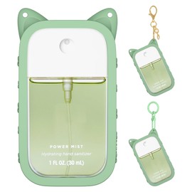 Sonnorel 1 Pack Silicone Case Compatible with Touchland Hand Sanitizer Spray (Fit for 1 FL OZ/30 mL Ver), Portable keychain Cute Color Ears (Light green)