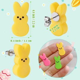 Xqumoi 30Pcs Easter Bunny Peeps Stud Earrings - Cute Rabbit Resin Stud Earrings with Hypoallergenic Stainless Steel Jewelry Small Colorful Candy Accessories Happy Easter Gift for Women