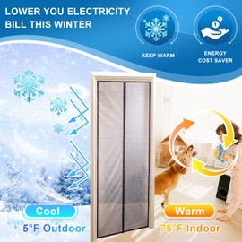 Insulated Door Curtain, [Upgrade EVA] Magnetic Thermal Insulated Door Cover to Keep Temperature for Room/Kitchen, Keep Draft Air Out, Self Sealing, Hands Free, Pet/Kids Friendly - 34"x82"