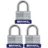 Brinks 162-50391 50mm Laminated Steel Padlock with Boron Shackle, 3-Pack