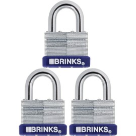 Brinks 162-50391 50mm Laminated Steel Padlock with Boron Shackle, 3-Pack