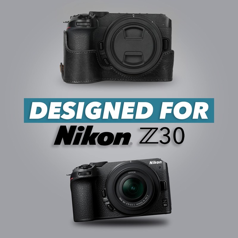 MegaGear EVER READY Genuine Leather Camera Case Compatible with Nikon