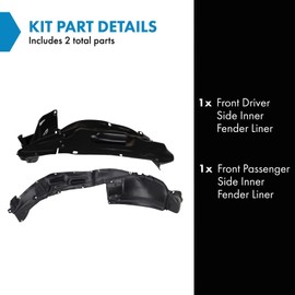 TRQ Front Inner Fender Liner Set Compatible with 2007-2009 Toyota FJ Cruiser TO1250123 TO1251123