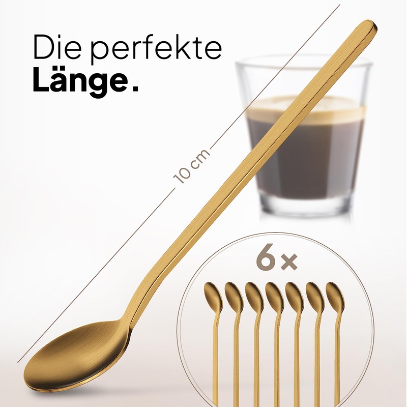 JODORA Designer Espresso Spoon Gold – Set of 6 Espresso
