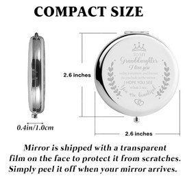 Soulpetals Granddaughter Gifts from Grandma,Granddaughter Gifts, Birthday Gifts for Granddaughter,to My Granddaughter Makeup Compact Mirror
