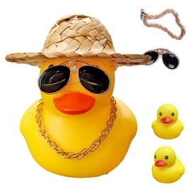 Duck Bicycle Light/Bell, Bicycle Headlight, Cartoon Duck, Head Lamp, Glossy, Handlebar Bicycle Accessories, Cute, Small, Yellow, Ringing, Caution Light, for Kids/Adults, Straw Hat, Farm Village, Hat, Duck