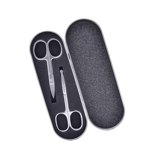 NOLITOY 2pcs Stainless Steel Eyebrow Scissors Set Safe Trimming Scissors