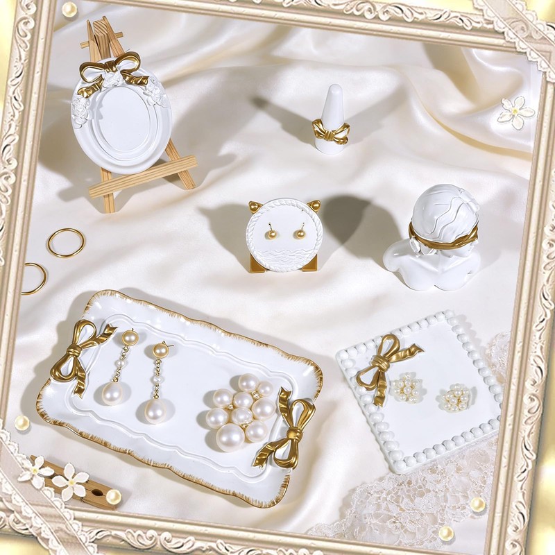 Wowagoga Jewelry Display Stand Set, Resin Jewelry Dish with Vanity