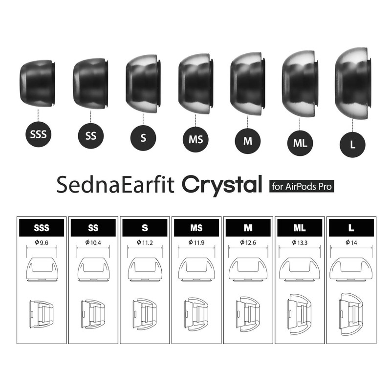 AZLA SednaEarfit Crystal for AirPods Pro [2 Pairs of Medium