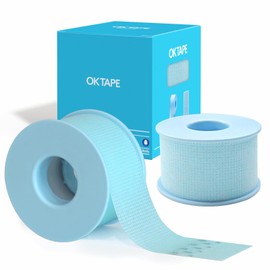 OK TAPE Silicone Medical Tape (2 Rolls) for Sensitive Skin,Waterproof Surgical Tape for Secures Dressings and Gauze,Pain-Free Removal Micropore Tape, First Aid Bandage Tape,1" x 5yd