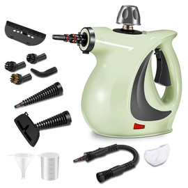 Spurgehom Pressurized Handheld Steam Cleaner, Spurgehom Multi-surface Natural Steam Cleaner with 11pcs Accessories Multi-purpose Steamer for Cleaning Floor, Car, Kitchen, Home Use Multifunction (Green) - Colour: Green