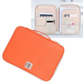 MOUMOUTEN 5Colors A4 Document Bags, Functional Travel File Folder Portfolio Organizer Computer Notebook Zippered Case Bag, for Tablet Pens Documents(Orange)