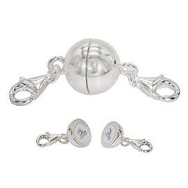 My Home Crystal - Ball Magnetic Clasp, Magnetic Clasp, 925 Silver with Strong Magnet and Shrink-Wrapped Eyelet, Sterling Silver