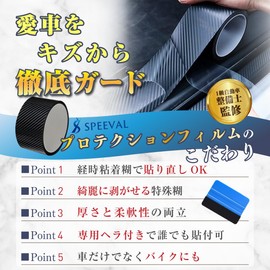 (Supervised by First Class Automobile Mechanics) SPEEVAL Protection Film with Spatula for Cars, Motorcycles, Protective Film, Protection Tape, Scratch Prevention, Tape Type (Carbon Black, Width 3.9