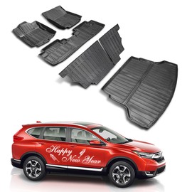 Shvgen Car Floor Mat & Cargo Liner and Rear Backrest Mats Full Set Fit with Honda CRV 2016 2015 2014 2013 2012, All-Weather Guard Rubber for Honda CRV Accessories Waterproof TPE Backrest Mat
