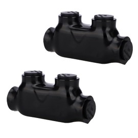 Baomain 2Pcs Insulated in-line Splice Connector Wire Connectors Multi Cable Connector, 2 Ports 3/0-6 AWG Wire Range Pre-Filled and Dual Sided Entry Dual Rated, Black PVC Coated UL Certified