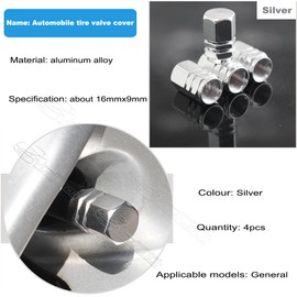 SHENKENUO 4 Pcs Auto Car Accessories Wheel Tire Valve Caps Tyre Stem Cover Parts Silver