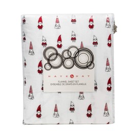 NATE & NAT Gnomes Sweet Gnomes Cozy Winter Holiday Full Double Bed 100% Cotton Flannel Warm Sheet Set