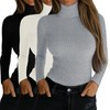 Locoowai 3 Pack Women's Turtleneck Sweaters, Ribbed Long Sleeve Fitted