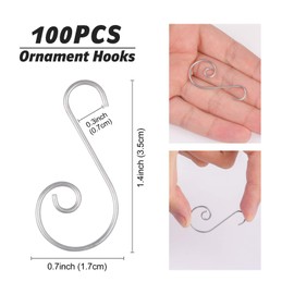 funvce Ornament Hooks 100pcs, Christmas Tree Bauble Hooks Stainless Steel Xmas Ornament S Hangers Perfect for Art Craft Decorations