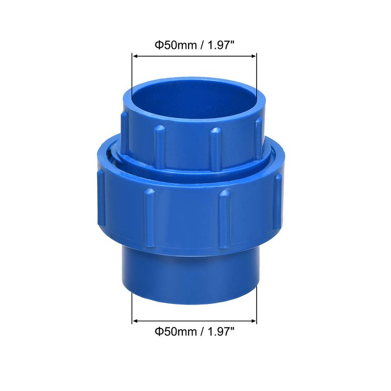 sourcing map 50mm X 50mm PVC Pipe Fitting Union Solvent