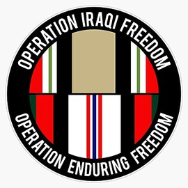 HOF Trading Operations Iraqi and Enduring Freedom Ribbons Vinyl Sticker Waterproof Decal Laptop Wall Window Bumper Sticker 5inch