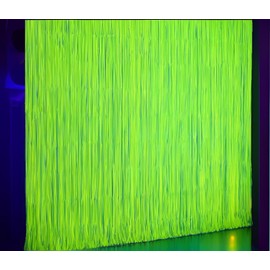 Nenluny 2 Pack Glow in The Dark Neon Party Fluorescent Macaron Yellow Tinsel Foil Fringe Curtains Photo Booth Prop Backdrop Streamer for Neon Birthday Party Decorations (Fluorescent Yellow)