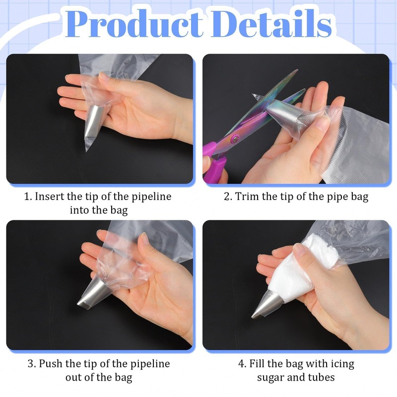 LLMSIX 113Pcs Rose Piping Tips with Pastry Bags & Icing