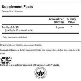 Swanson Swanson Msm 1000 Milligrams 120 Capsules