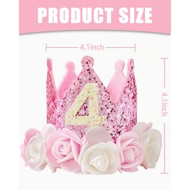 UYRVAPE 4 Year Birthday Crown - Crown Birthday 4 Years Girl, Shiny Birthday Crown Girl 4 Years, Crown Girl 4 Years, Crown 4 Year Birthday Girl with Rose Flowers