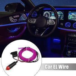 X AUTOHAUX 4 Meter/13ft Car Interior Glowing Neon EL Wire Strip Purple Light