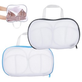 XLIUAX 2 Pack Bra Bags for Laundry, Reusable Bra Washer Protector, Bag Underwear Brassiere Washing Net Bags with Zipper for Washing Machine Bras Organizer, A to C cup