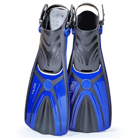 Tilos Aubade Snorkel Fins, Adjustable Swim Fins for Travel, Snorkeling & Diving, Open Heel Short Flippers for Swimming Men Women & Kids